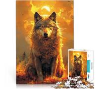 Puzzle pour Adultes 2000 pièces Loup d'or Fabriqué en Carton pour Les 14 Ans et Plus Jouets Jeux Éducatifs Anti-Stress Don d'œuvres d'art。Taille：70x100cm/27.5x39.3pouce