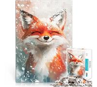 Puzzle pour Adultes 2000 pièces Renard Souriant dans la Neige Jouets de Divertissement Familial Jeu de défi Unique 70x100cm