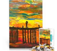 Puzzle pour Adultes 2000 pièces Silhouette Couple Coucher de Soleil Jeu Stimulant Chaque pièce est Unique - Jeu Familial Stimulant et Amusant 70x100cm