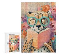 Puzzle pour Adultes 300 PCS 读书豹猫艺术印刷品 Puzzles pour Adolescents Découpe De Précision pour Anniversaire, Noël Jouet Jeu Intellectuel 300 PCS