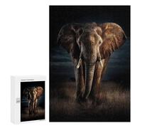 Puzzle pour Adultes 300 PCS African Elephant in Grassland Puzzles pour Adolescents Découpe De Précision pour Anniversaire, Noël Jouet Jeu Intellectuel 300 PCS