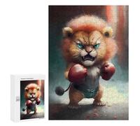 Puzzle pour Adultes 300 PCS Angry Lion Cub Boxer Puzzles pour Adolescents Jeu Manuel Décoration Intérieure Jeu Stimulant Cadeaux 300 PCS