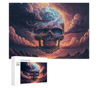 Puzzle pour Adultes 300 PCS Apocalyptic Skull with Lightning Puzzles pour Adolescents Jeux De Société Difficile Difficile Est Idéal comme Cadeau 300 PCS