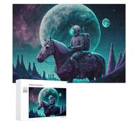 Puzzle pour Adultes 300 PCS Astronaut on Horseback in Space Puzzles pour Adolescents, Jouet, Décoration Murale, Motif À Assembler, Interaction Parent-Enfant 300 PCS