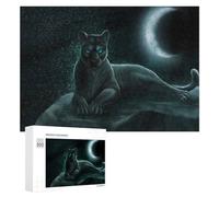Puzzle pour Adultes 300 PCS Black Panther Under The Moonlit Sky Puzzle pour Adultes, Jeu De Réflexion, Cadeau pour Femmes, Activités Amusantes À La Maison, 300 PCS