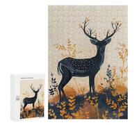 Puzzle pour Adultes 300 PCS Black Spotted Deer in Autumn Puzzles pour Adolescents Jeu Manuel Décoration Intérieure Jeu Stimulant Cadeaux 300 PCS