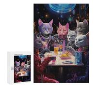 Puzzle pour Adultes 300 PCS Cats in Space A Cosmic Gathering Puzzle pour Adultes, Jeu De Réflexion, Cadeau pour Femmes, Activités Amusantes À La Maison, 300 PCS