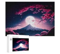 Puzzle pour Adultes 300 PCS Cherry Blossom Moonlit Mountain -1 Puzzles pour Adultes Jeux Relaxants Améliore La Mémoire Difficile Et Stimulant 300 PCS