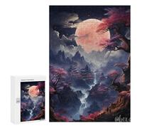 Puzzle pour Adultes 300 PCS Cherry Blossom Moonlit Valley Puzzles pour Adultes Jeux Relaxants Améliore La Mémoire Difficile Et Stimulant 300 PCS