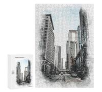 Puzzle pour Adultes 300 PCS Chicago Street Puzzles pour Adolescents Jeux De Société Difficile Difficile Est Idéal comme Cadeau 300 PCS