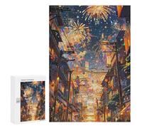 Puzzle pour Adultes 300 PCS City Streets Under Fireworks Display Puzzle pour Adultes, Jeu De Réflexion, Cadeau pour Femmes, Activités Amusantes À La Maison, 300 PCS