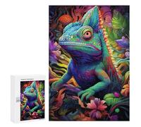 Puzzle pour Adultes 300 PCS Colorful Lizard in Fantasy Forest Casse-tête pour Adolescents, Jeu De Réflexion, Course De Vitesse, Cadeaux d'anniversaire Et Originaux 300 PCS
