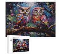 Puzzle pour Adultes 300 PCS Colorful Owls in Enchanted Forest Casse-tête pour Adolescents, Jeu De Réflexion, Course De Vitesse, Cadeaux d'anniversaire Et Originaux 300 PCS