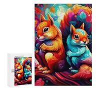 Puzzle pour Adultes 300 PCS Colorful Squirrels in Autumn Casse-tête pour Adolescents, Jeu De Réflexion, Course De Vitesse, Cadeaux d'anniversaire Et Originaux 300 PCS