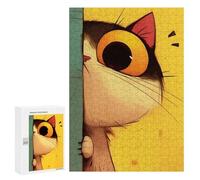 Puzzle pour Adultes 300 PCS Curious Cat Peeking Puzzles pour Adolescents Jeu Manuel Décoration Intérieure Jeu Stimulant Cadeaux 300 PCS