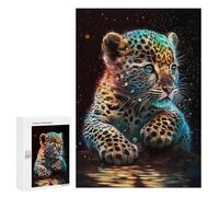Puzzle pour Adultes 300 PCS Cute Cosmic Baby Leopard Puzzles pour Adolescents Jeu Manuel Décoration Intérieure Jeu Stimulant Cadeaux 300 PCS
