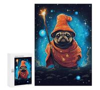 Puzzle pour Adultes 300 PCS Cute Pug Wizard Pixel Art Puzzle pour Adultes Jeux Relaxants pour S'amuser en Famille Jeu Stimulant Cadeaux 300 PCS