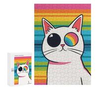 Puzzle pour Adultes 300 PCS Cute Rainbow Cartoon Cat Puzzles pour Adolescents Jeux De Société Difficile Difficile Est Idéal comme Cadeau 300 PCS