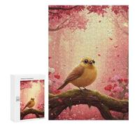 Puzzle pour Adultes 300 PCS Cute Yellow Bird in Pink Forest Puzzles pour Adultes - Jeu Familial - Course De Vitesse Manuelle - Cadeaux Uniques pour Anniversaire Et Noël 300 PCS