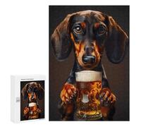 Puzzle pour Adultes 300 PCS Dachshund Beer Puzzles pour Adolescents Jeux De Société Difficile Difficile Est Idéal comme Cadeau 300 PCS
