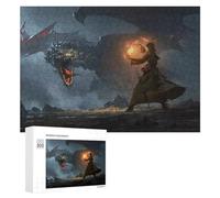 Puzzle pour Adultes 300 PCS Dragon Vs. Mage Epic Fantasy Battle Puzzles pour Adolescents, Jouet, Décoration Murale, Motif À Assembler, Interaction Parent-Enfant 300 PCS