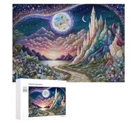 Puzzle pour Adultes 300 PCS Enchanted Castle Under A Starry Sky Casse-tête pour Adolescents, Jeu De Réflexion, Course De Vitesse, Cadeaux d'anniversaire Et Originaux 300 PCS