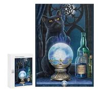 Puzzle pour Adultes 300 PCS Enchanted Crystal Ball with Black Cat Puzzles pour Adolescents, Jouet, Décoration Murale, Motif À Assembler, Interaction Parent-Enfant 300 PCS