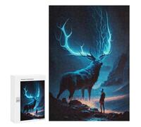 Puzzle pour Adultes 300 PCS Enchanted Deer in The Night Sky Puzzle pour Adultes, Jeu De Réflexion, Décoration Murale, Idéal comme Cadeau 300 PCS