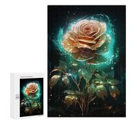 Puzzle pour Adultes 300 PCS Enchanted Glowing Rose Puzzles pour Adolescents, Jouet, Décoration Murale, Motif À Assembler, Interaction Parent-Enfant 300 PCS