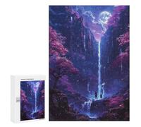 Puzzle pour Adultes 300 PCS Enchanted Moonlit Waterfall Puzzles pour Adultes Course De Vitesse Manuelle Activité Parent-Enfant, pour Toute La Famille 300 PCS