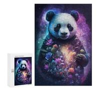 Puzzle pour Adultes 300 PCS Fantasy Panda with Flowers Puzzles pour Adolescents Découpe De Précision pour Anniversaire, Noël Jouet Jeu Intellectuel 300 PCS