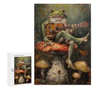 Puzzle pour Adultes 300 PCS Frog Guitar Music Mushroom Puzzles pour Adolescents Jeux De Société Difficile Difficile Est Idéal comme Cadeau 300 PCS