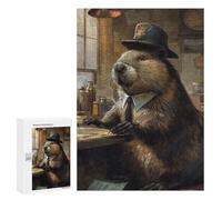 Puzzle pour Adultes 300 PCS Funny Dressed Beaver Hat Puzzles pour Adolescents Jeux De Société Difficile Difficile Est Idéal comme Cadeau 300 PCS