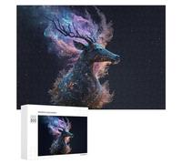 Puzzle pour Adultes 300 PCS Galactic Deer Cosmic Artwork -7 Puzzles pour Adolescents, Jouet, Décoration Murale, Motif À Assembler, Interaction Parent-Enfant 300 PCS