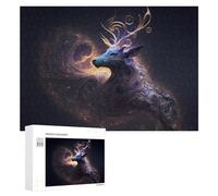 Puzzle pour Adultes 300 PCS Galactic Deer Cosmic Artwork Puzzles pour Adultes - Jouets Anti-Stress - Jeu Stimulant - Cadeaux 300 PCS