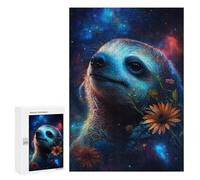 Puzzle pour Adultes 300 PCS Galactic Sloth with Flowers -2 Puzzles pour Adolescents Découpe De Précision pour Anniversaire, Noël Jouet Jeu Intellectuel 300 PCS