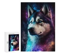Puzzle pour Adultes 300 PCS Galactic Wolf Portrait -45 Puzzles pour Adolescents Découpe De Précision pour Anniversaire, Noël Jouet Jeu Intellectuel 300 PCS