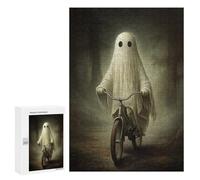 Puzzle pour Adultes 300 PCS Ghost on Bicycle in Forest Puzzle pour Adultes, Jeu Manuel, Décoration Murale, Cadeau d'anniversaire Et Cadeau Unique 300 PCS