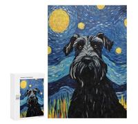Puzzle pour Adultes 300 PCS Giant Schnauzer Starry Puzzle pour Adultes Jeux Relaxants pour S'amuser en Famille Jeu Stimulant Cadeaux 300 PCS
