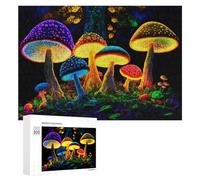 Puzzle pour Adultes 300 PCS Glowing Forest Mushrooms Puzzle pour Adultes, Jeu De Réflexion, Cadeau pour Femmes, Activités Amusantes À La Maison, 300 PCS