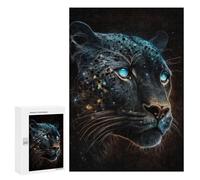 Puzzle pour Adultes 300 PCS Glowing Leopard Portrait-1 Jeux De Puzzle Relaxants Décoration Parfaite Cadeaux Uniques pour Anniversaire Et Noël 300 PCS