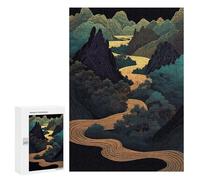 Puzzle pour Adultes 300 PCS Golden River Through Mountains Puzzles pour Adolescents Jeux De Société Difficile Difficile Est Idéal comme Cadeau 300 PCS
