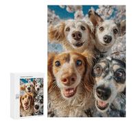 Puzzle pour Adultes 300 PCS Happy Dogs in Spring Puzzles pour Adolescents Découpe De Précision pour Anniversaire, Noël Jouet Jeu Intellectuel 300 PCS