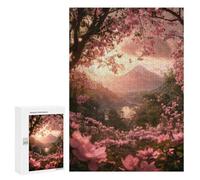 Puzzle pour Adultes 300 PCS Japan Mount Fuji Sakura Puzzles pour Adolescents Jeu Manuel Décoration Intérieure Jeu Stimulant Cadeaux 300 PCS