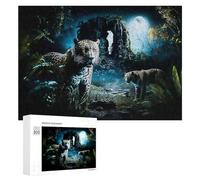 Puzzle pour Adultes 300 PCS Jungle Moonlit Stroll Casse-tête pour Adolescents, Jeu De Réflexion, Course De Vitesse, Cadeaux d'anniversaire Et Originaux 300 PCS
