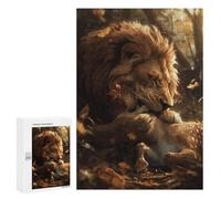 Puzzle pour Adultes 300 PCS Lion Deer Raw Meal Scary Puzzles pour Adolescents Jeu Manuel Décoration Intérieure Jeu Stimulant Cadeaux 300 PCS