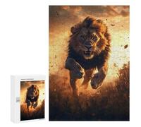 Puzzle pour Adultes 300 PCS Lion Running at Sunset Puzzle pour Adultes Jeux Relaxants pour S'amuser en Famille Jeu Stimulant Cadeaux 300 PCS