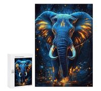 Puzzle pour Adultes 300 PCS Magical Glowing Elephant Artwork Puzzles pour Adultes Course De Vitesse Manuelle Activité Parent-Enfant, pour Toute La Famille 300 PCS