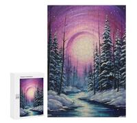 Puzzle pour Adultes 300 PCS Magical Winter Forest Sunset Puzzles pour Adolescents Découpe De Précision pour Anniversaire, Noël Jouet Jeu Intellectuel 300 PCS
