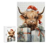 Puzzle pour Adultes 300 PCS Merry Tiny Cow Xmas Puzzles pour Adolescents Jeu Manuel Décoration Intérieure Jeu Stimulant Cadeaux 300 PCS